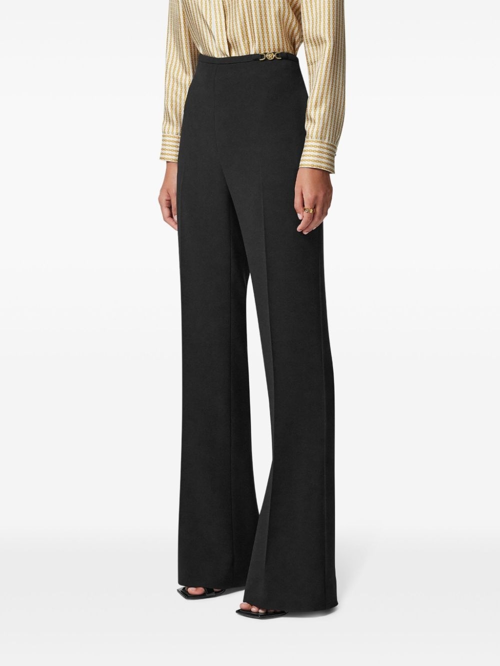 Versace Tailored Wide-leg Pants Front Pleats In Black