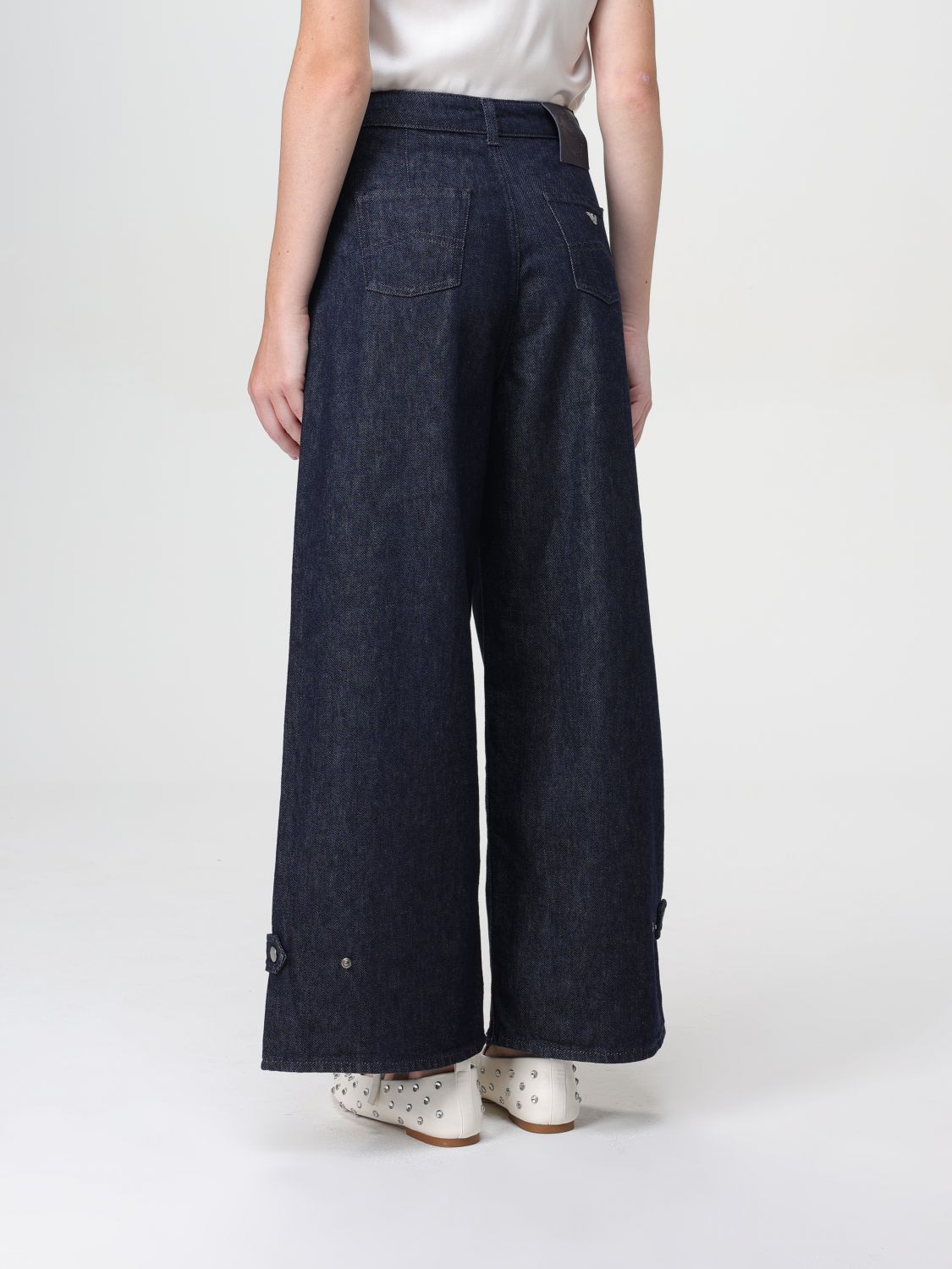 Shop Emporio Armani Pleated Wide-leg Jeans In Black