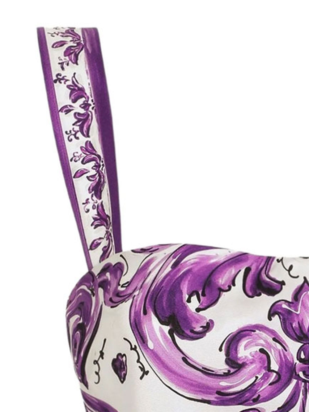 Dolce & Gabbana Silk Top With Majolica Print And Handkerchief Hem In Purple