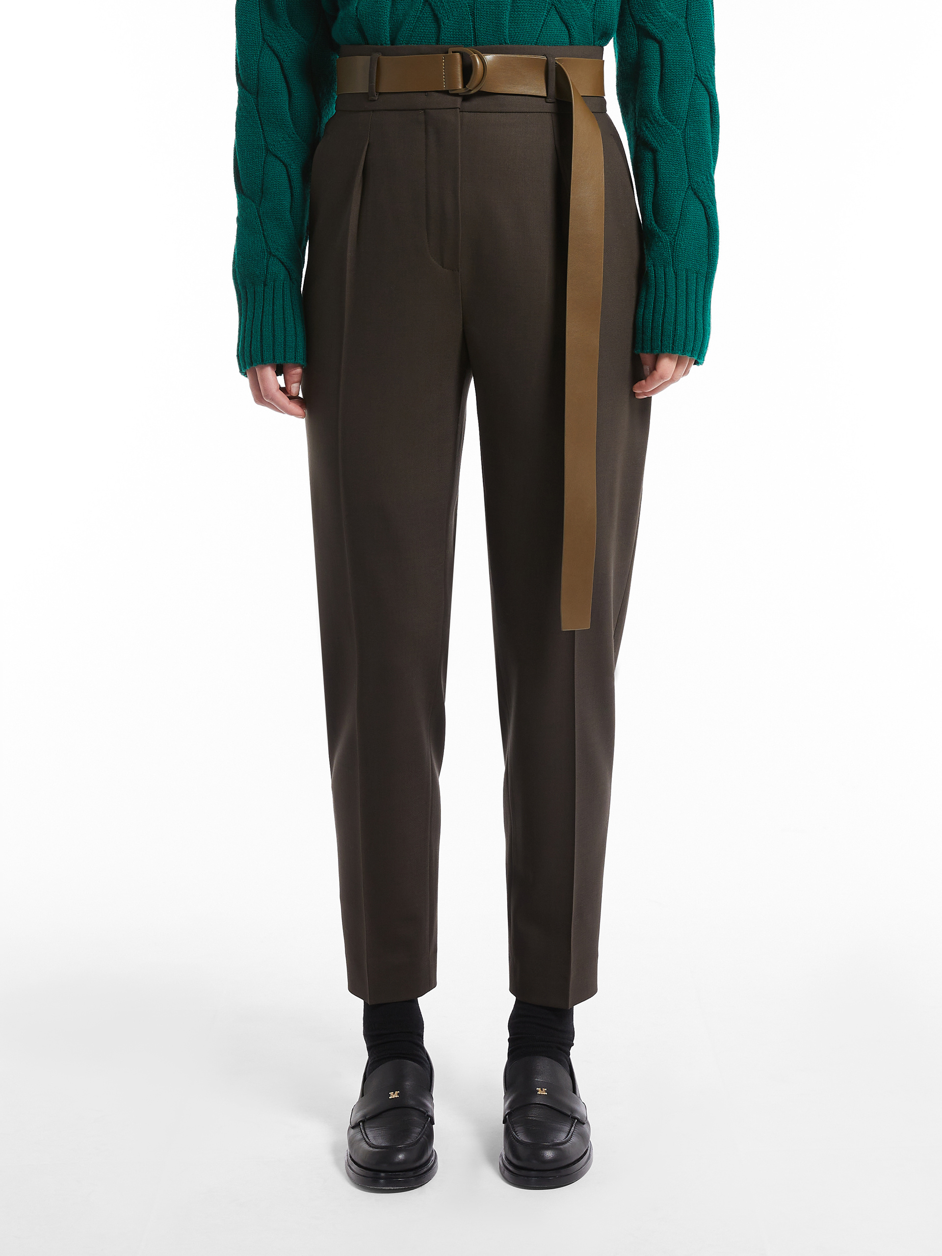 Max Mara Logo Casual Pants In Green