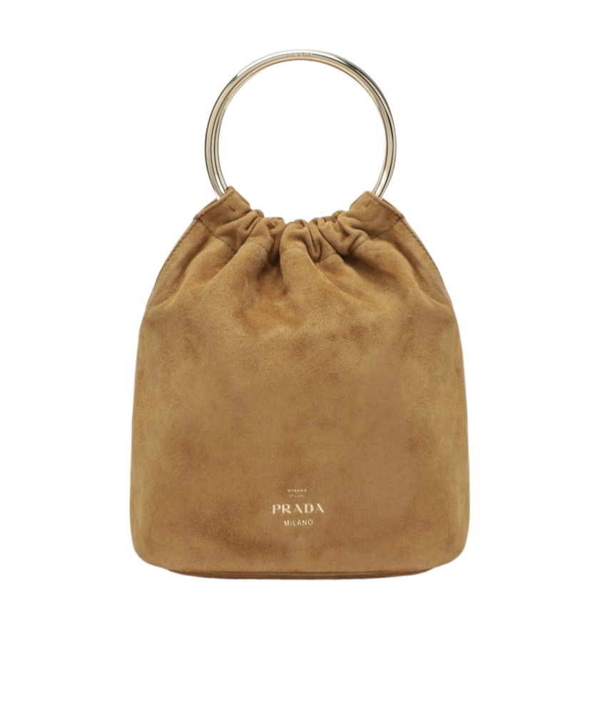 Prada Logo Bucket Bag In Brown
