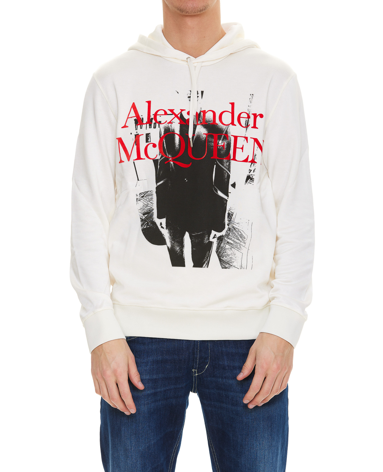 Alexander Mcqueen Printed Hooded Sweatshirt In White