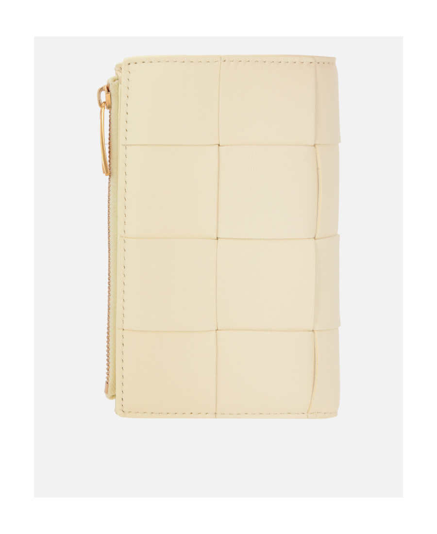 Bottega Veneta Cassette Bi-fold Leather Wallet In Nude