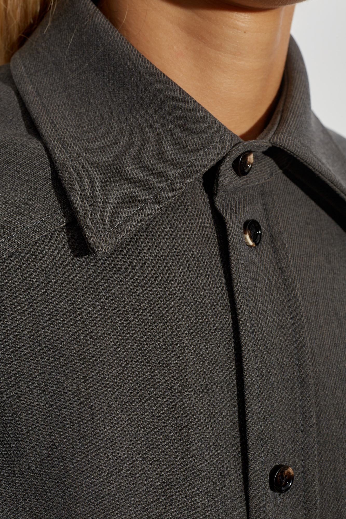 Bottega Veneta Wool-blend Buttoned Shirt In Black