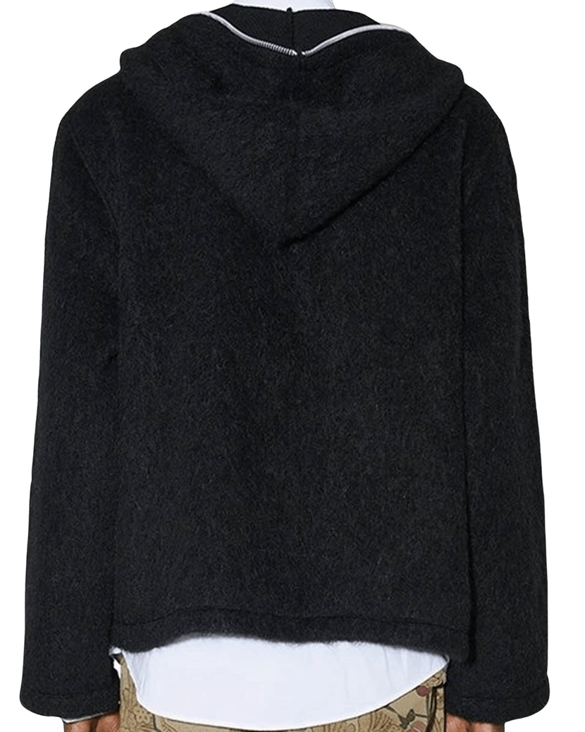 Our Legacy Full Zip Hoodie In Hairy Wool In Black