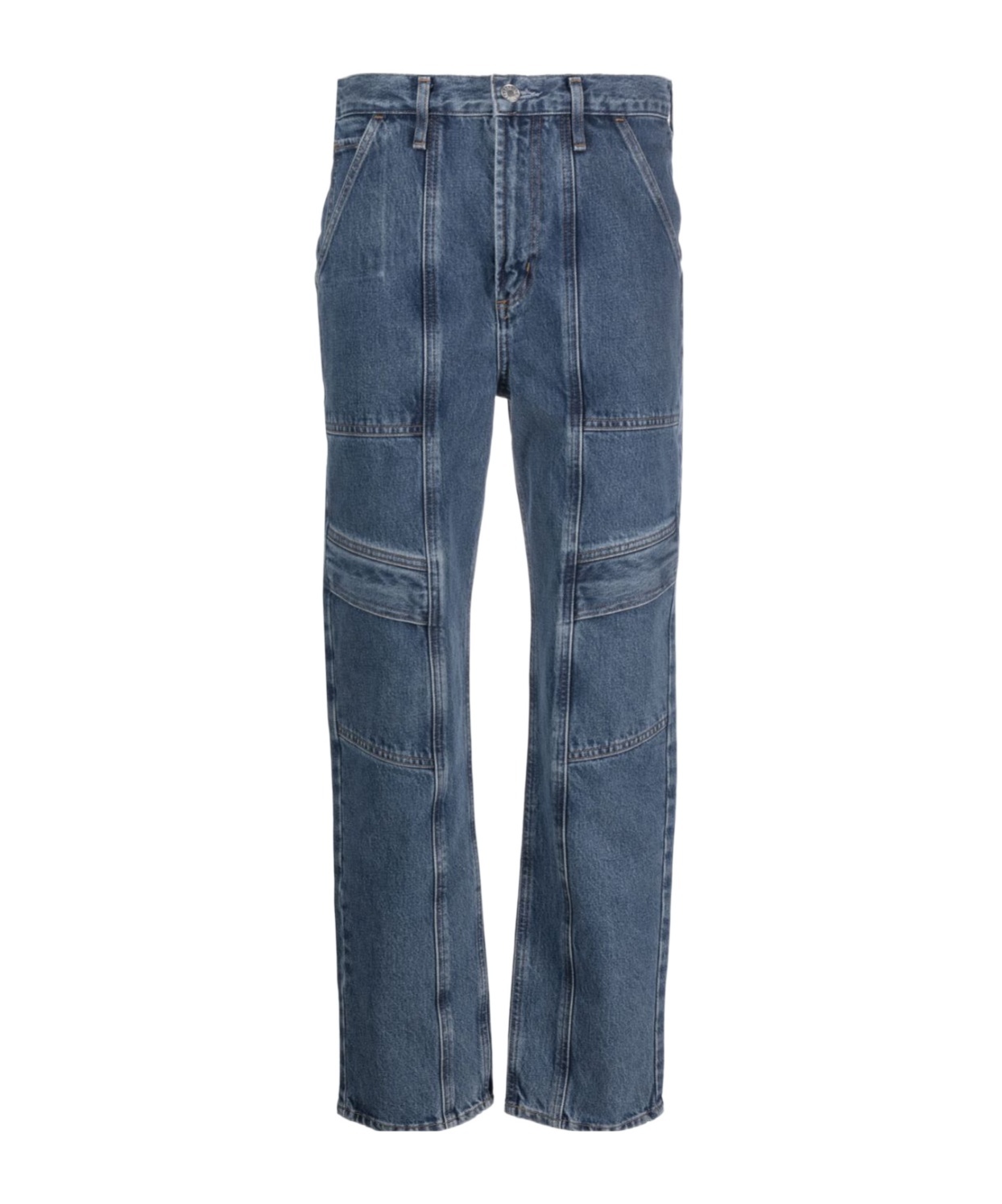 Agolde High-waisted Organic Cotton Cargo Trousers In Blue