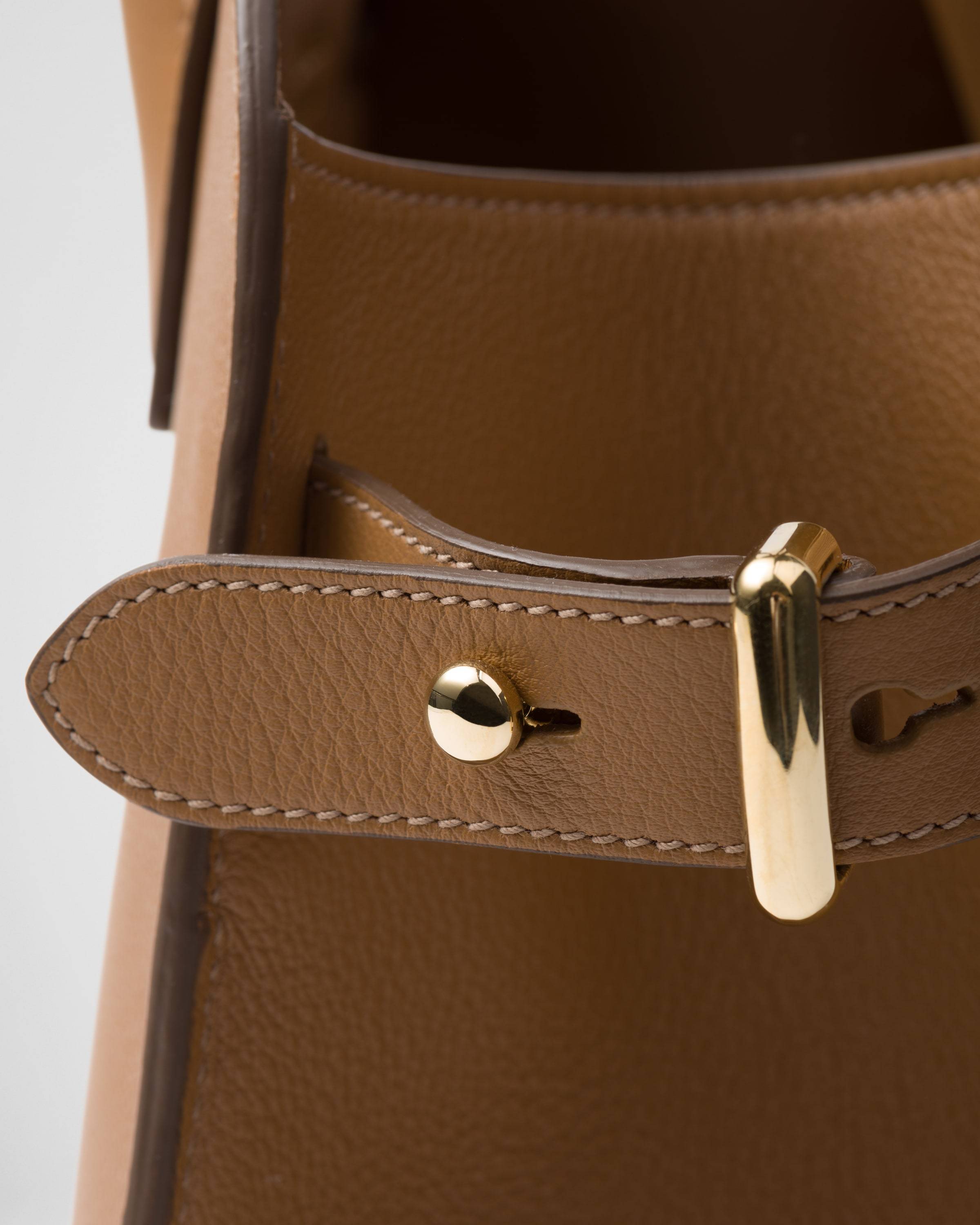 Prada Medium Leather Tote Bag In Brown