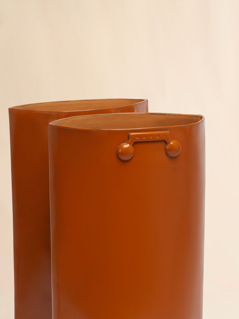 Marni Brown Leather Trunkaroo Knee-high Boot In Brown
