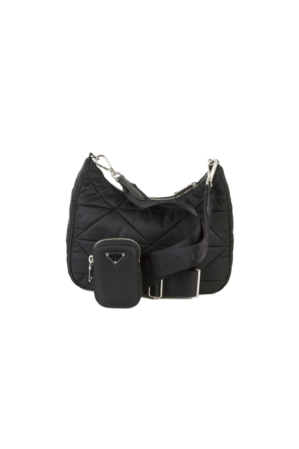 Prada Padded Re-nylon Shoulder Bag In Black