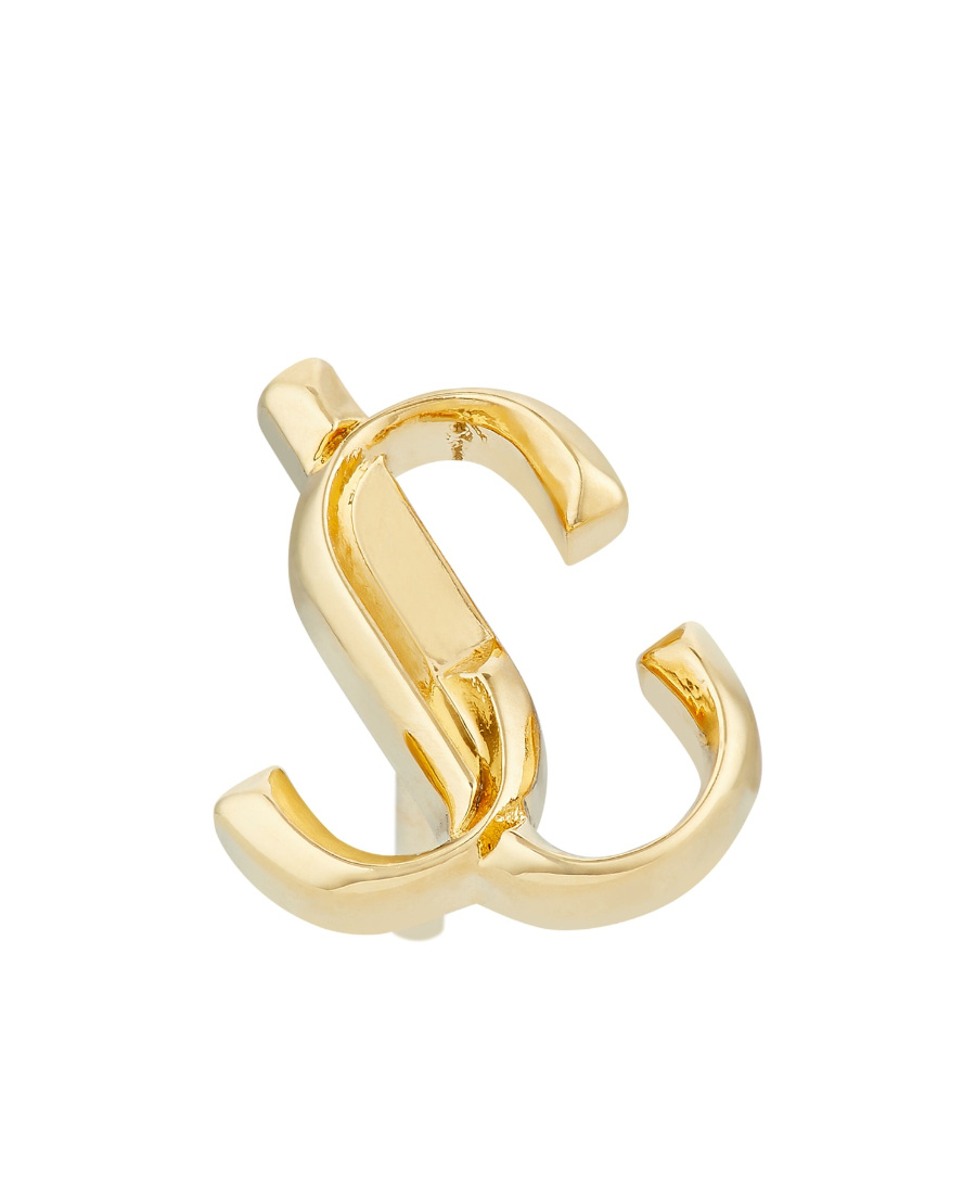 Jimmy Choo Womens Jc Logo-embellished Gold-toned Brass Stud Earrings In Yellow