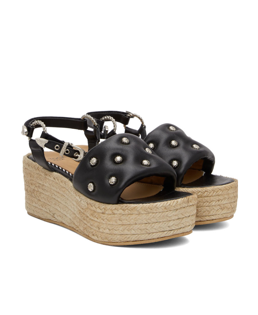Toga Black Wedge Sandals In Nude