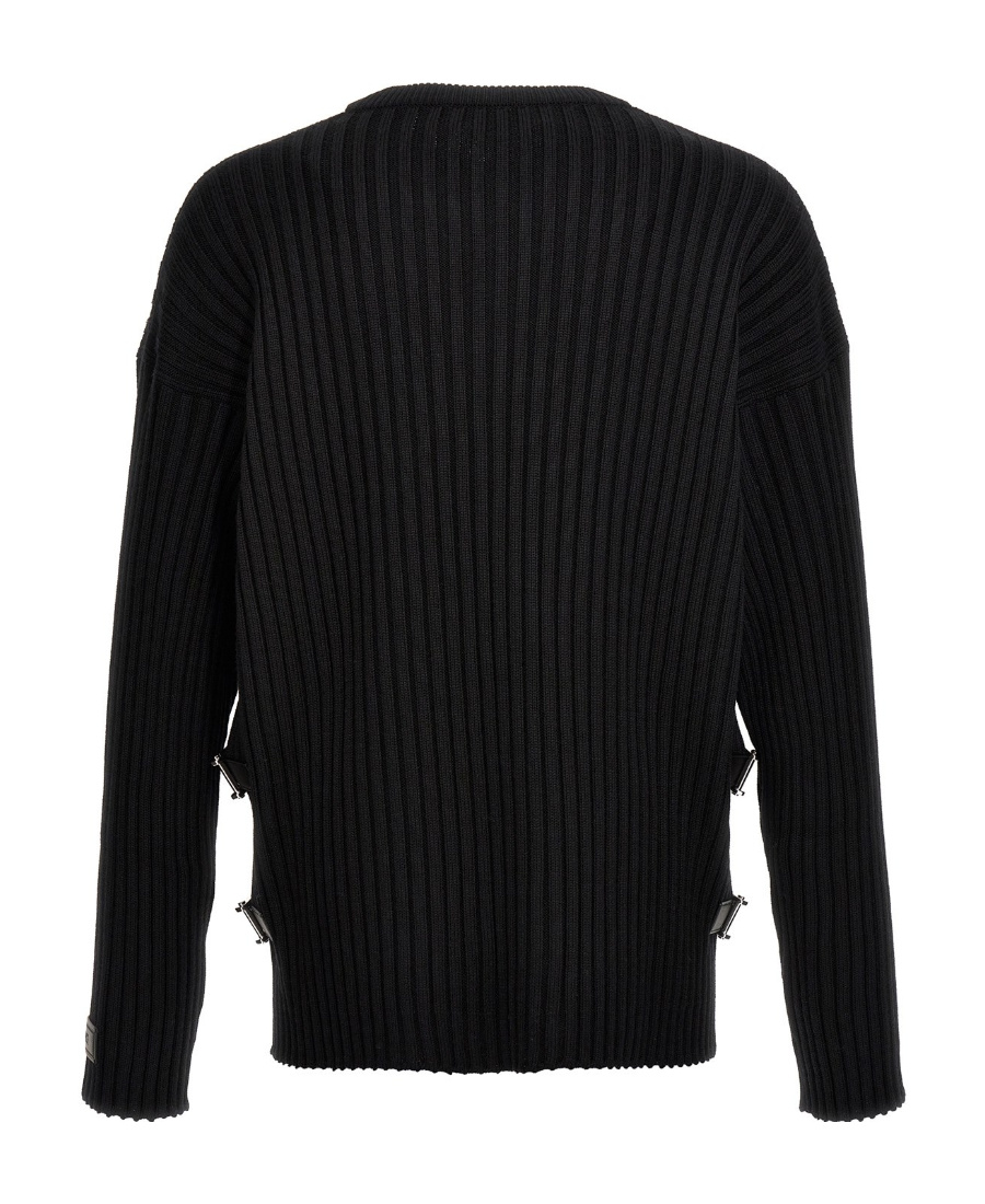 Versace Maglia Girocollo Buckle Look Sfilata In Black