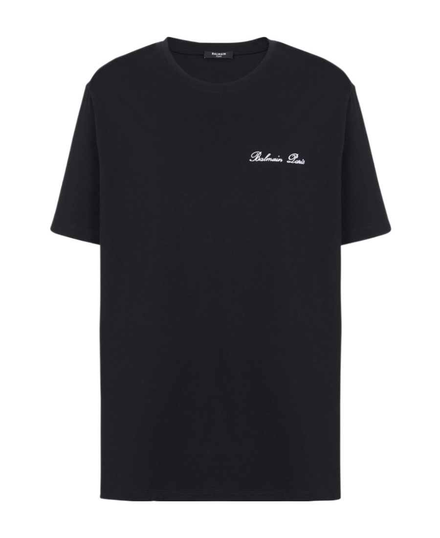 Balmain Black Cotton T-shirt In Black