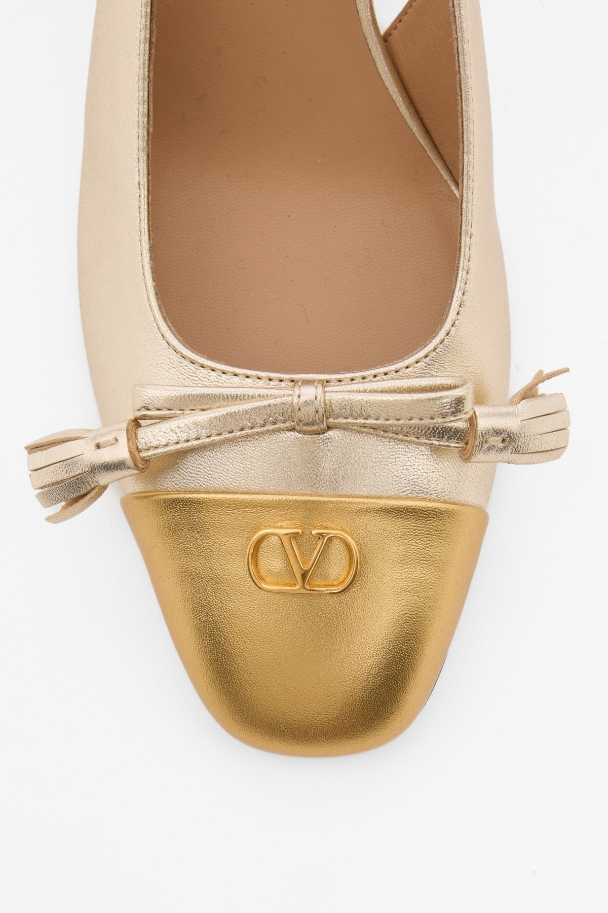 Valentino Valet Du Roi Vlogo Metallic Leather Slingback Pumps In Brown