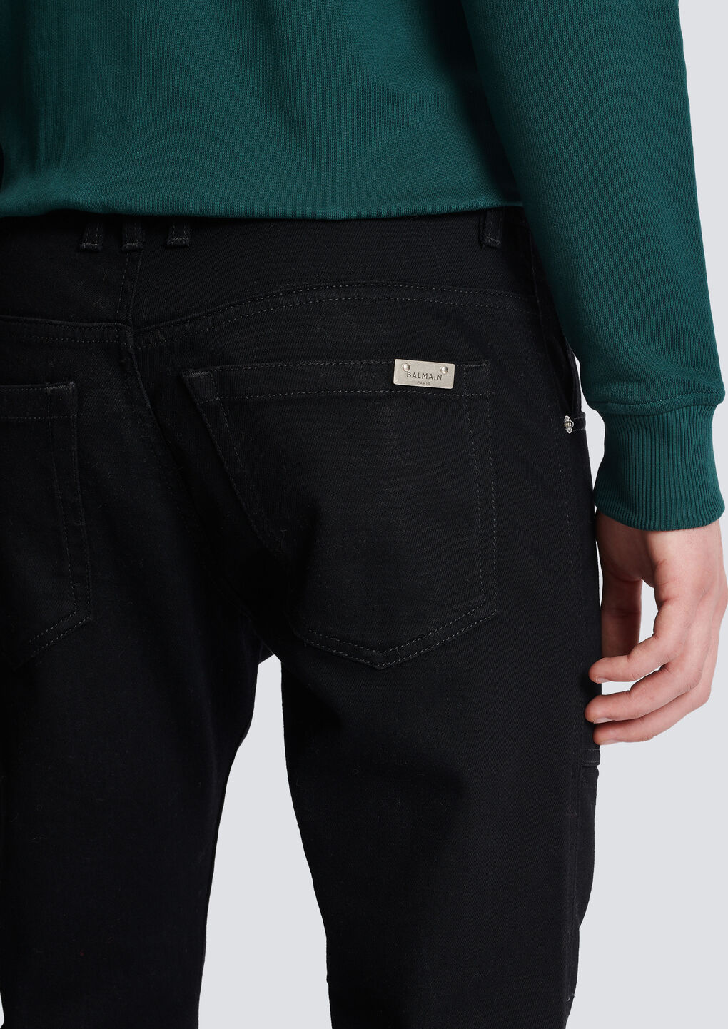 Shop Balmain Slim-fit Denim Jeans In Black