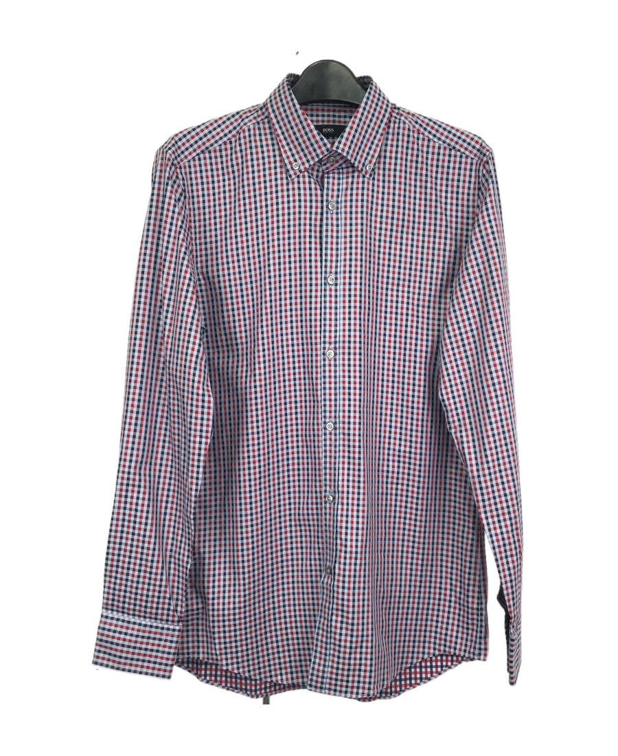 Hugo Boss Long-sleeved Lapel Shirt In Gray