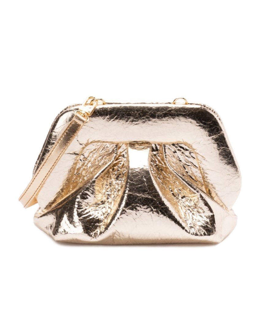 Themoirè Pineapple Cross Body Bag With Pleat Detailing In Nude
