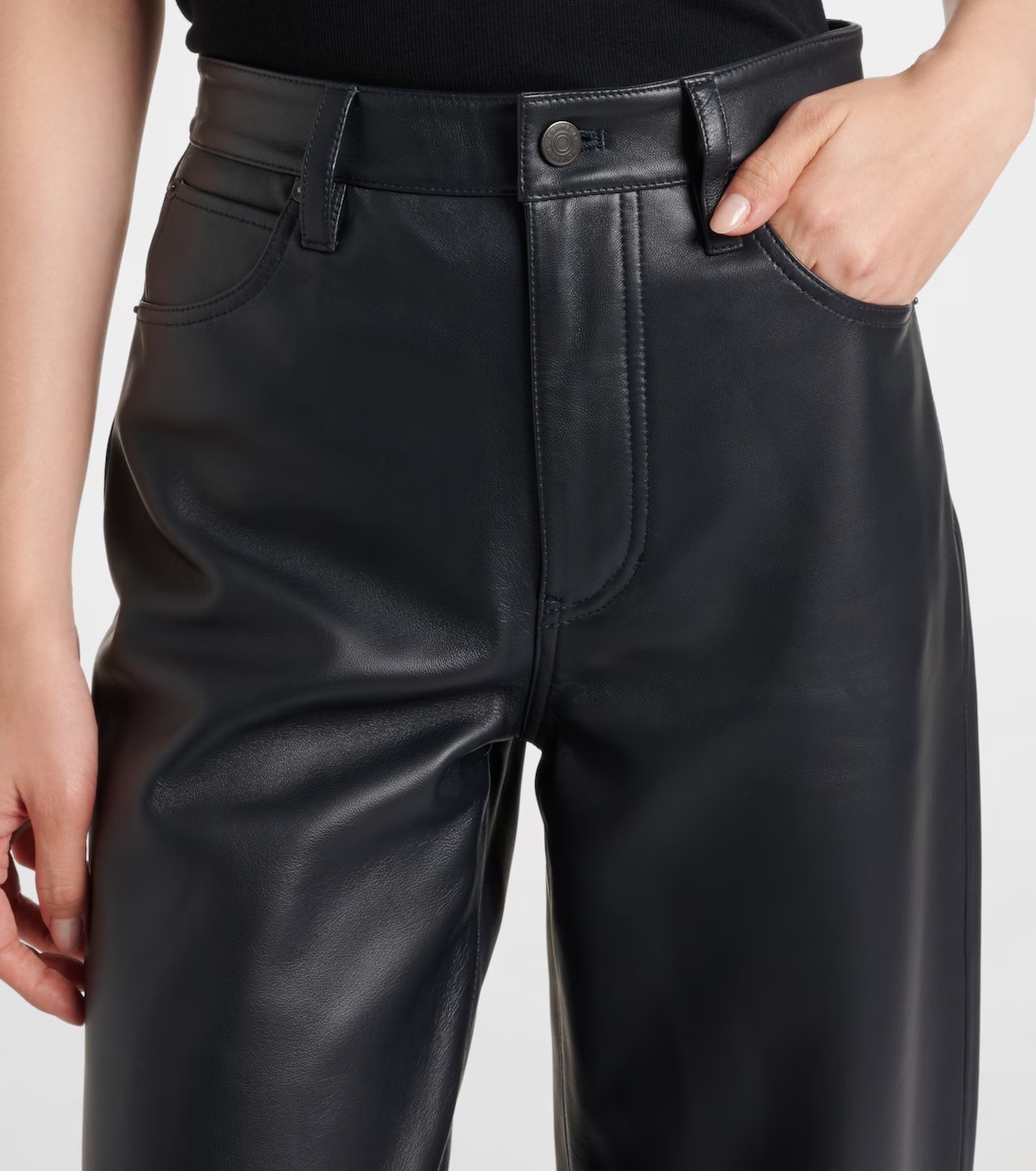 Frame Belt Loop Casual Pants In Black