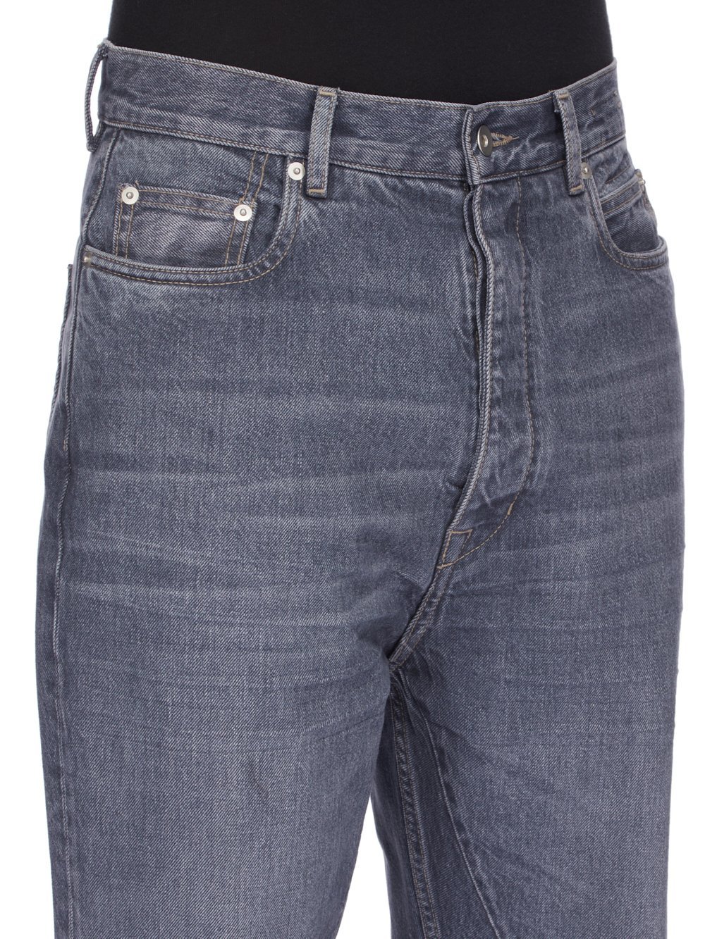 Rick Owens Drkshdw Denim Trousers With Belt Loops In Gray