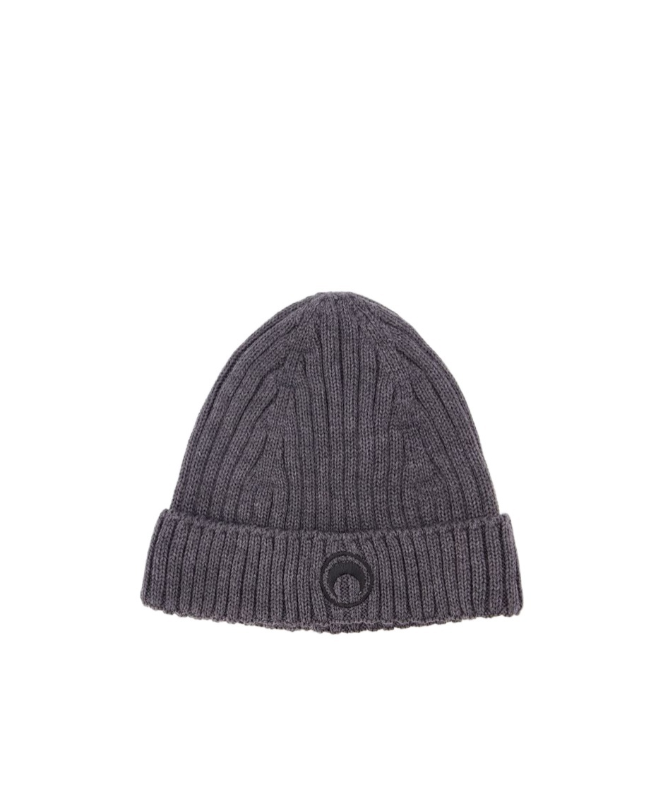 Marine Serre Gray Moon Logo Knit Beanie In Black