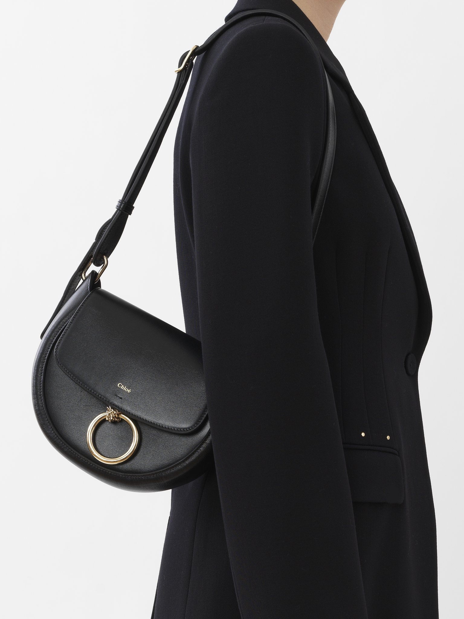 Chloé Chloe Black Leather Small Arlene Crossbody Bag In Black
