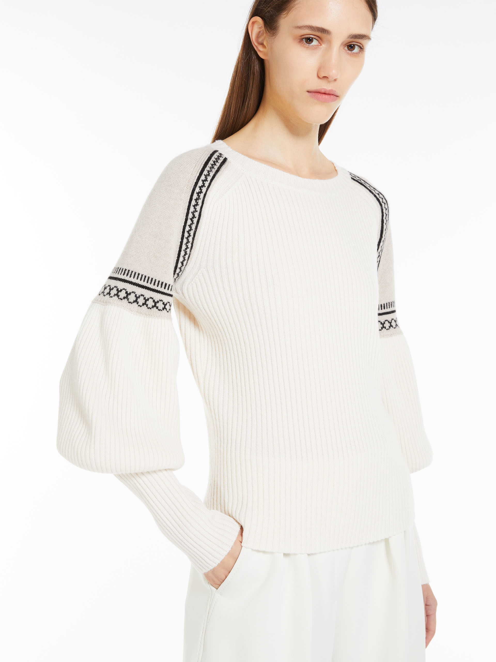 Shop Max Mara Wool Cashmere Knitted Sweater In White