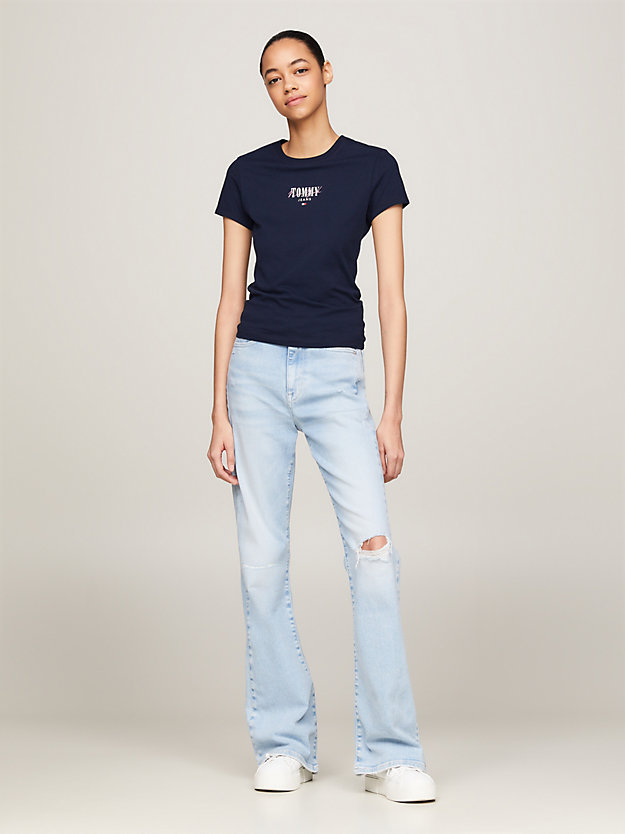 Tommy Hilfiger Tommy Jeans Logo Printed Crewneck T-shirt In Blue