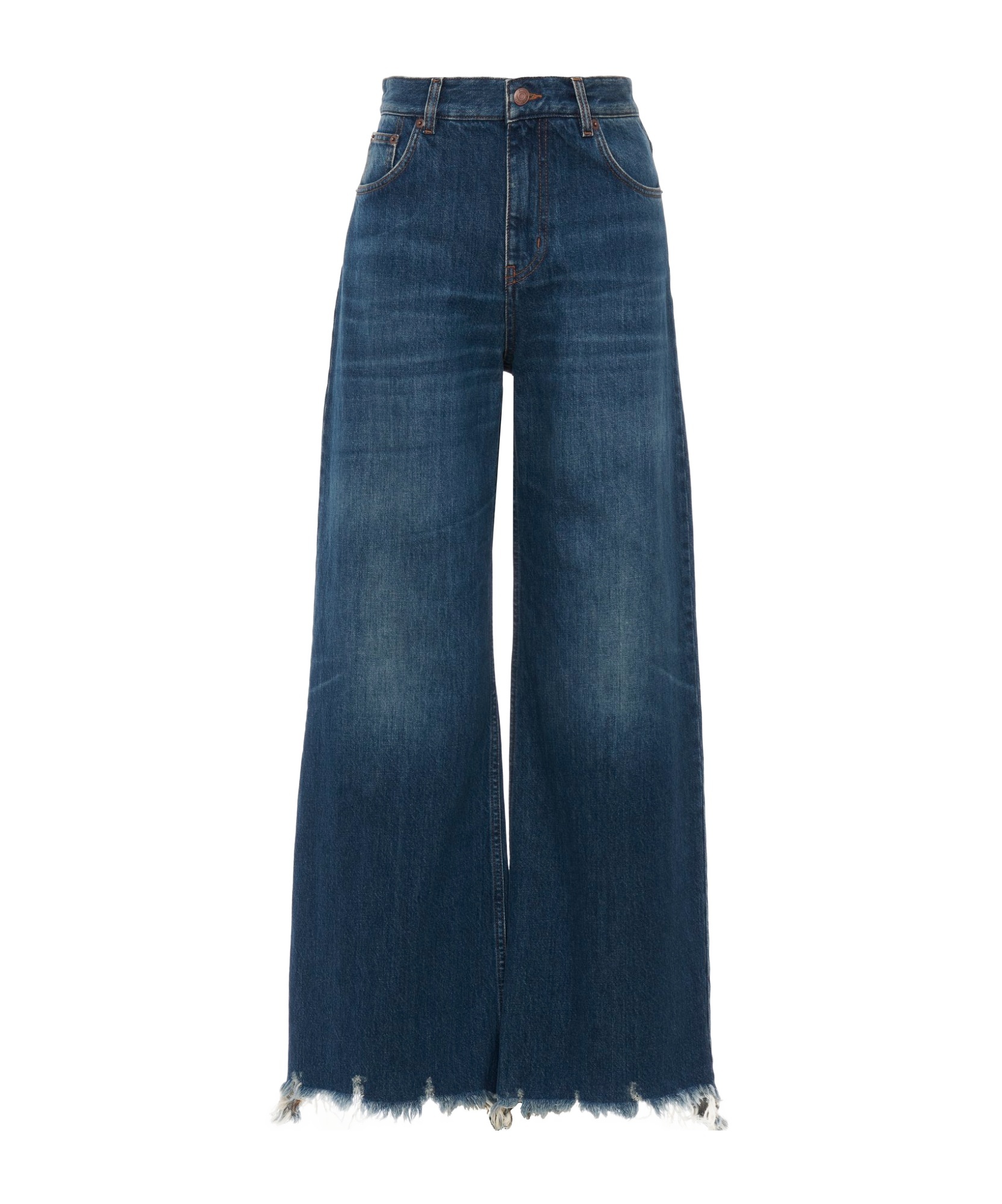 Chloé High-rise Wide-leg Raw-hem Denim Trousers In Blue