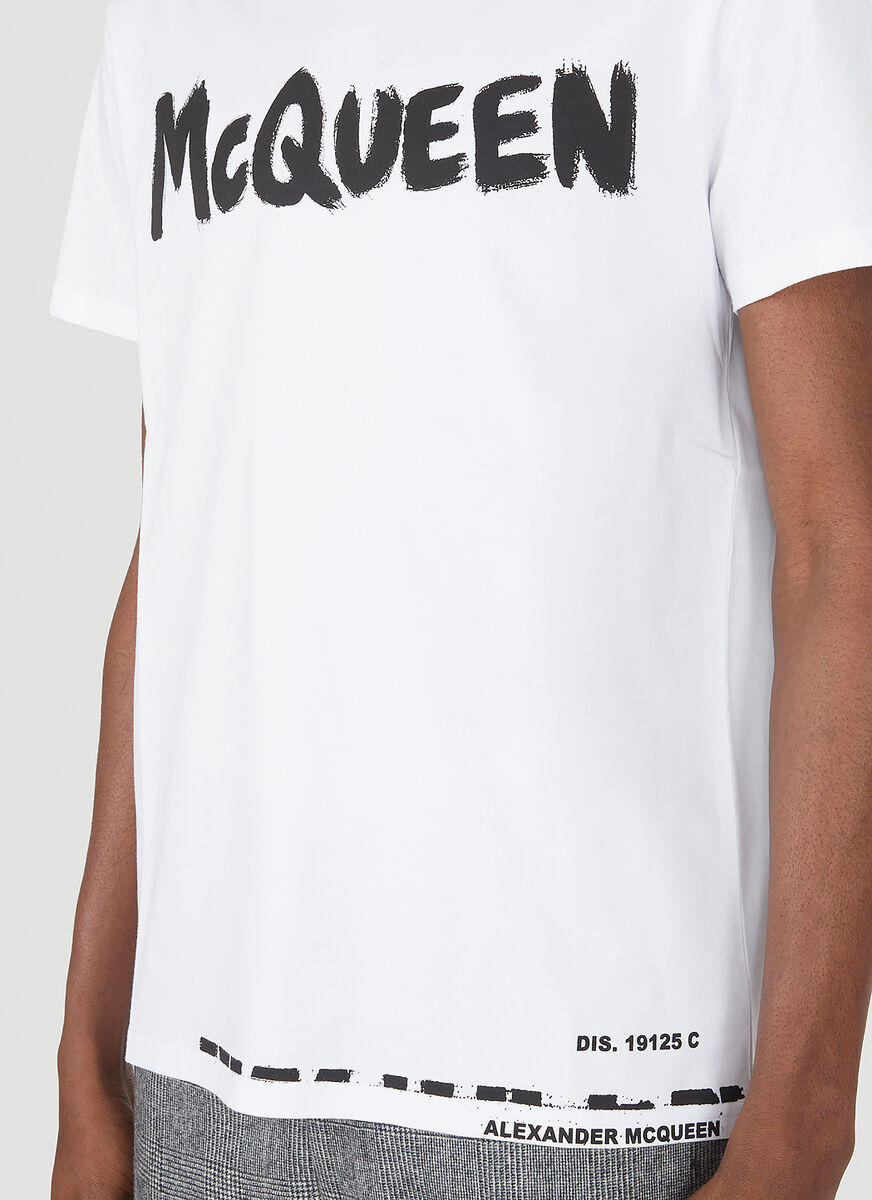 Alexander Mcqueen Mcqueen Grafitti Logo Cotton T-shirt In White