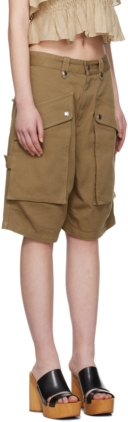 Isabel Marant Étoile Khaki Jenize Short In Brown
