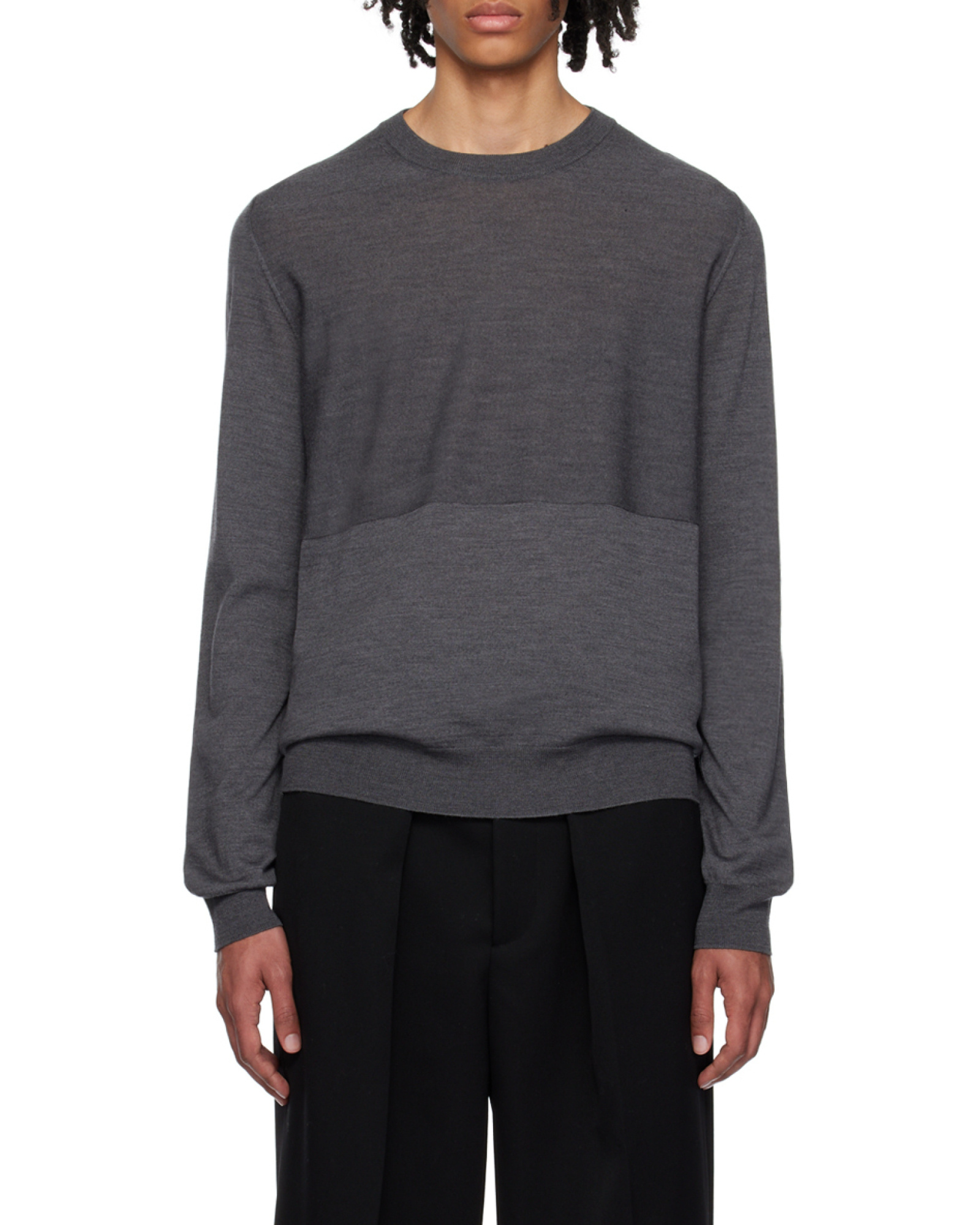 Jil Sander Rib Round Neck Sweater In Black