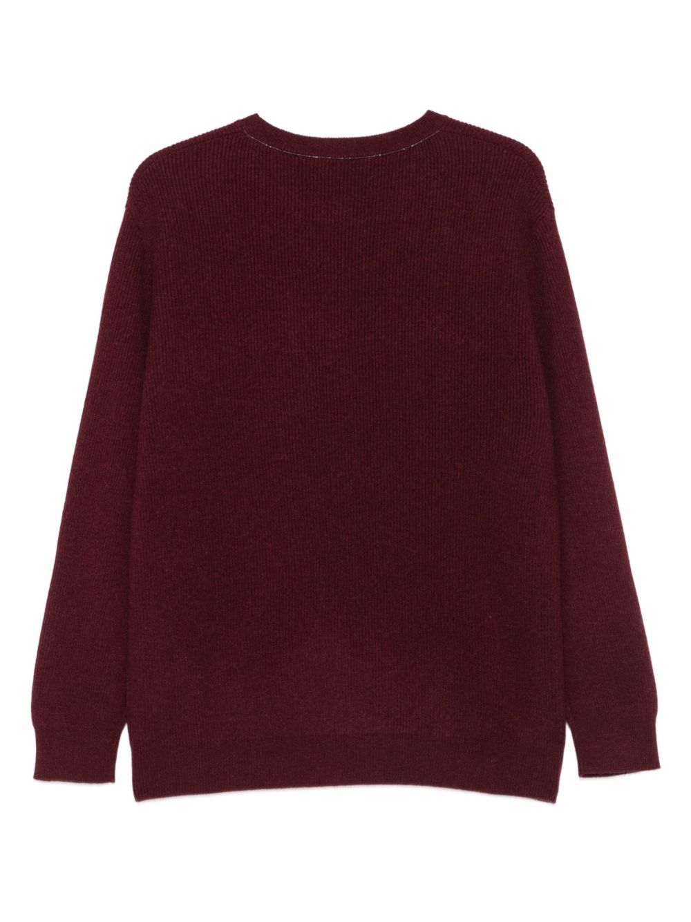 Brunello Cucinelli Ribbed Crew-neck Sweater In Burgundy