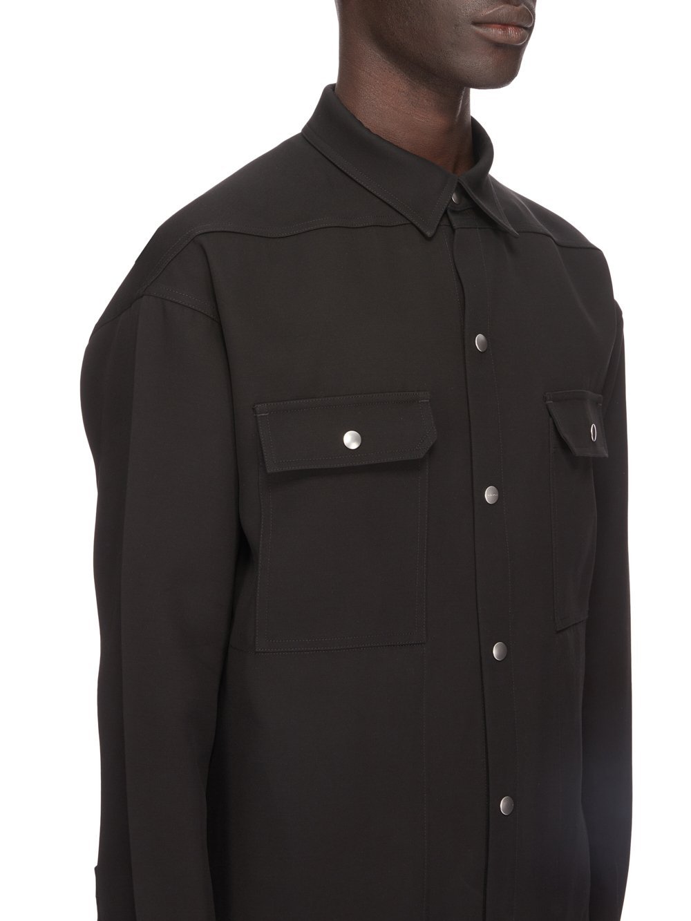 Rick Owens Classic-collar Silk Blend Coat In Black