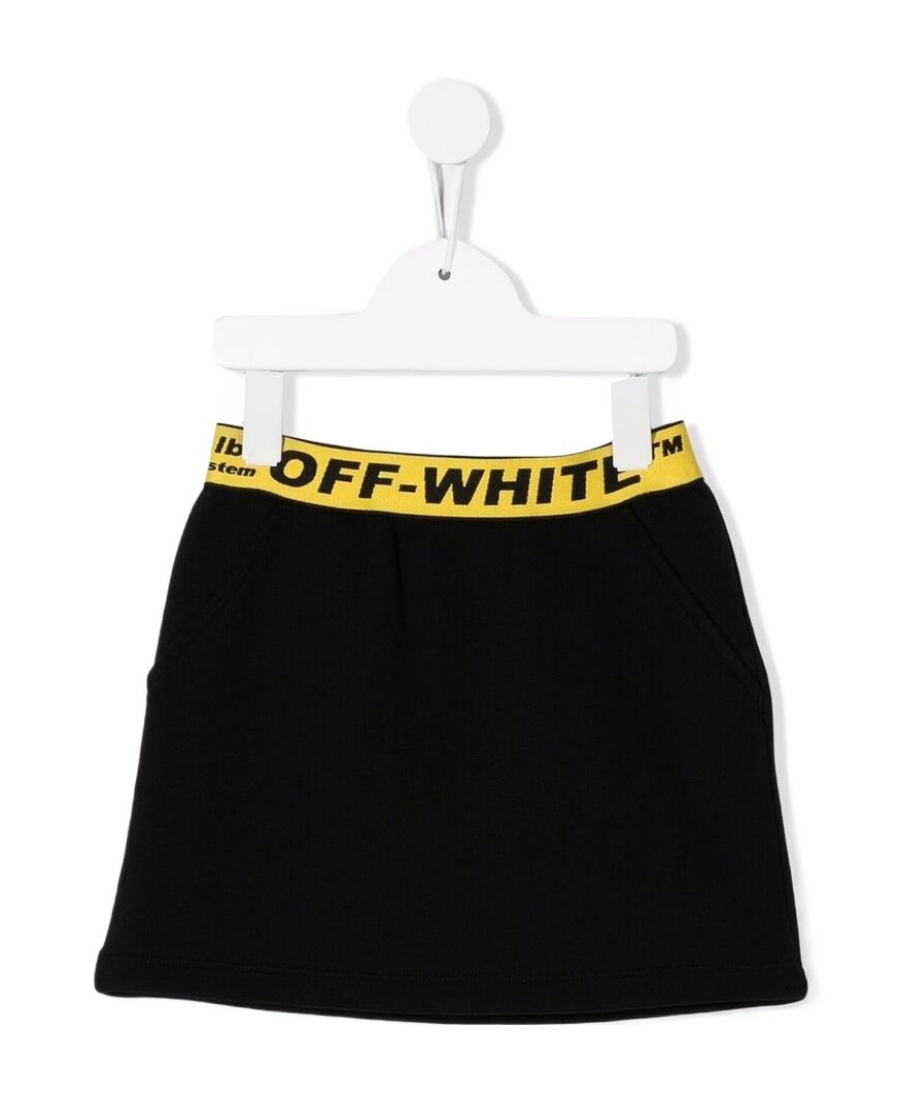 Off-white Logo-waistband Sweat Skirt In Black
