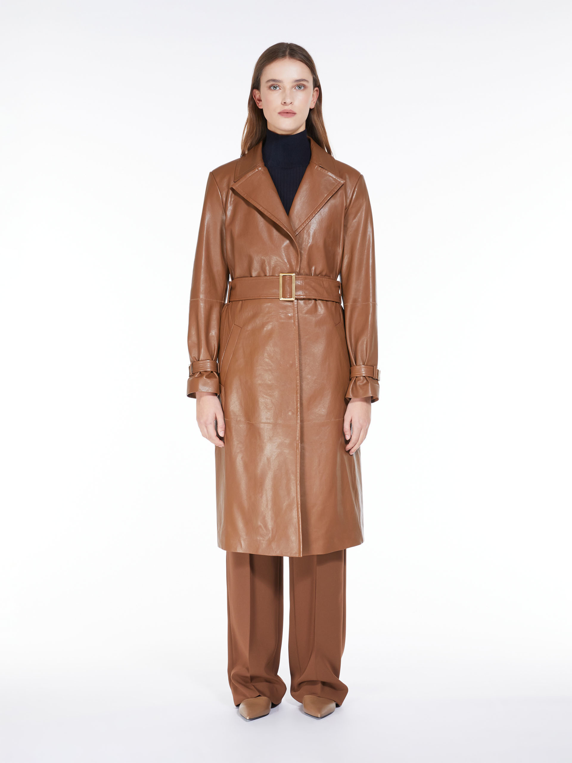 Max Mara Belt Decorated Coat In Brown
