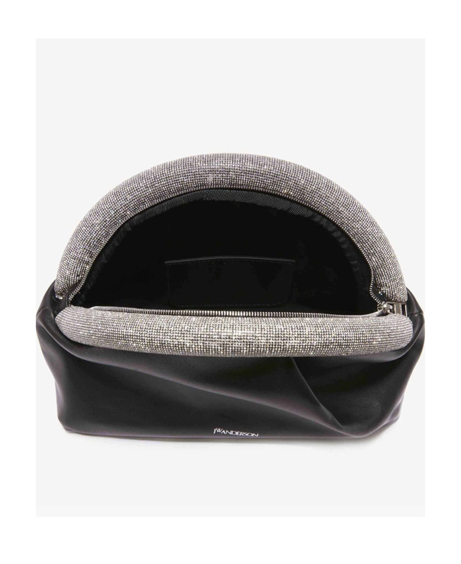 Jw Anderson J.w. Anderson Bumper-clutch Crystal-embellished Mini Bag In Black