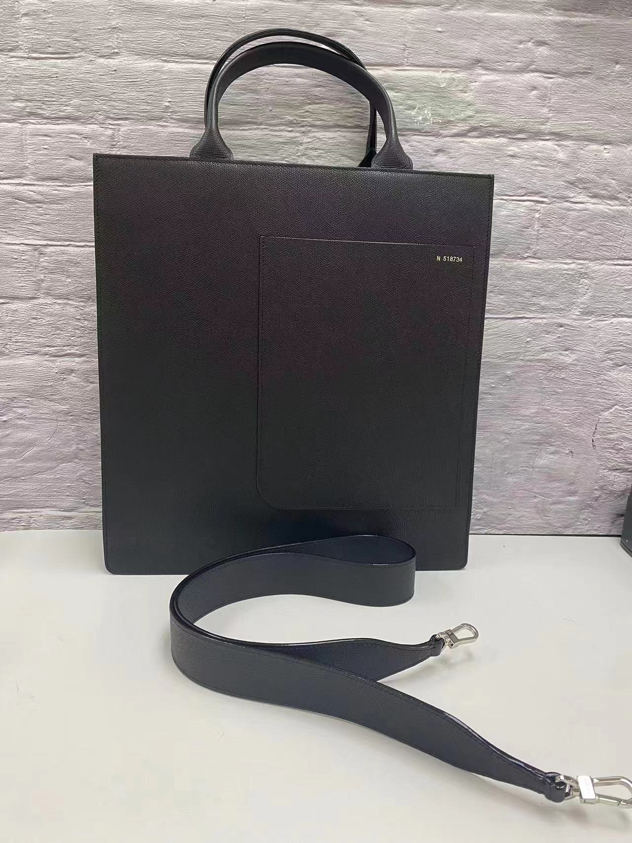 Valextra Boxy Medium Top Handle Bag In Black