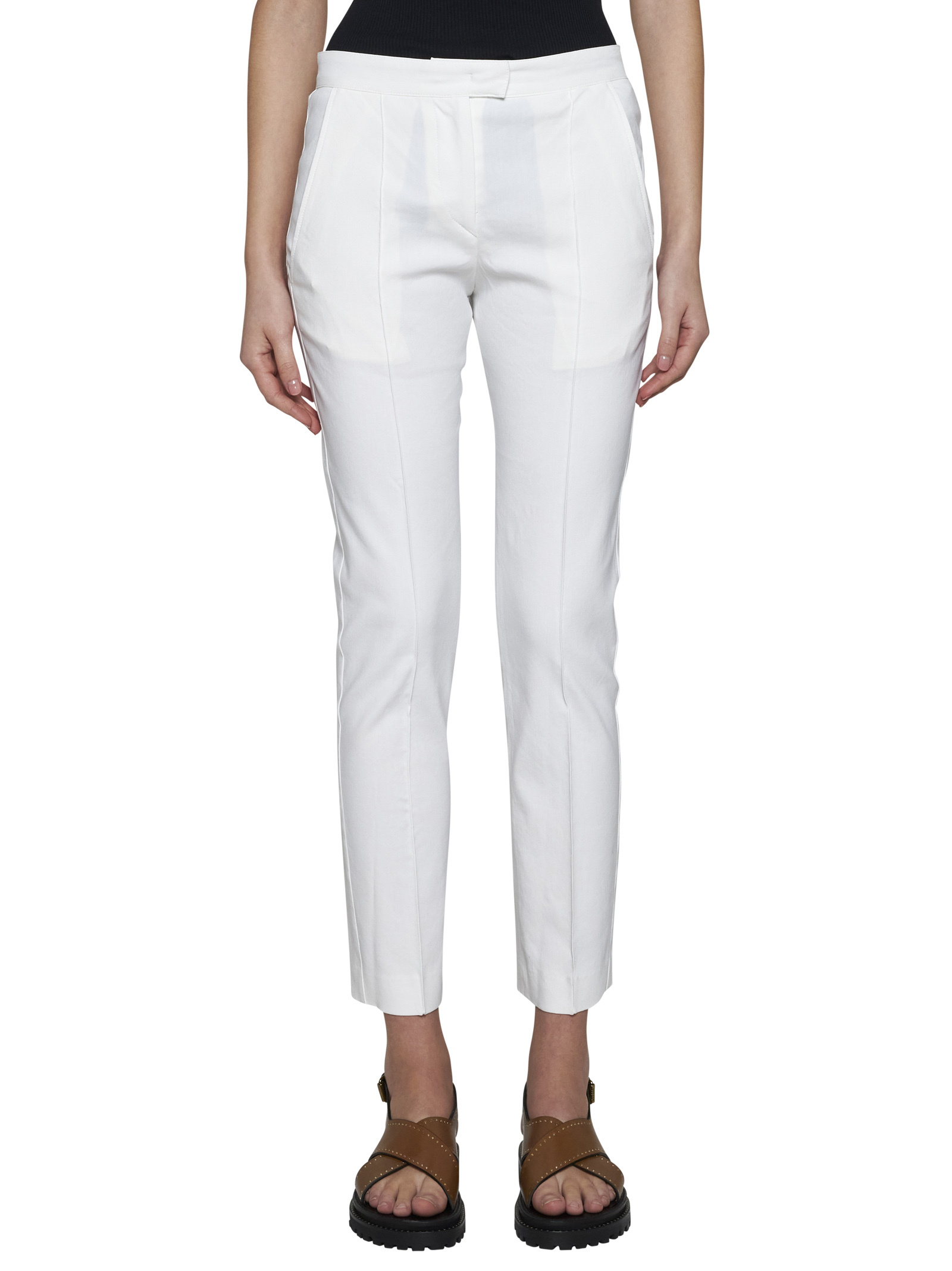Isabel Marant Straight-leg Cropped Slim-cut Trousers In White