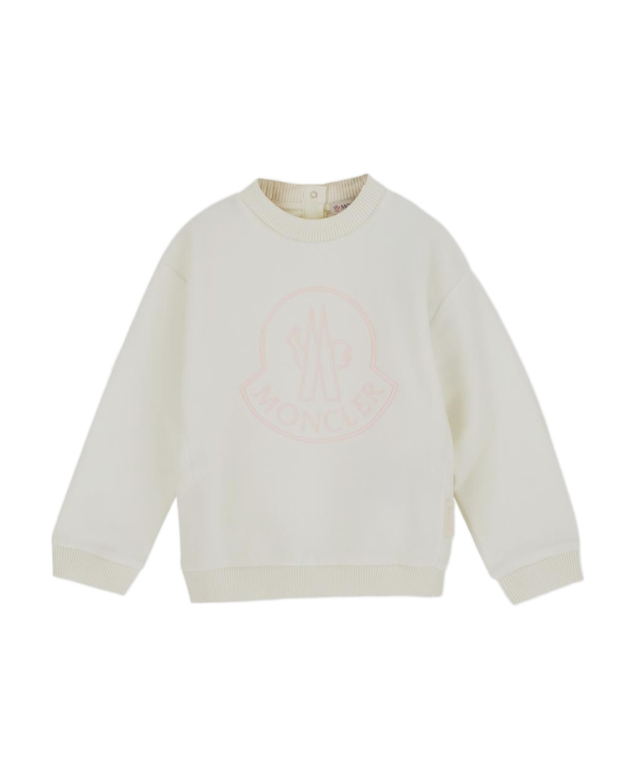 Moncler Enfant Logo Embroidered Crewneck Sweatshirt In White