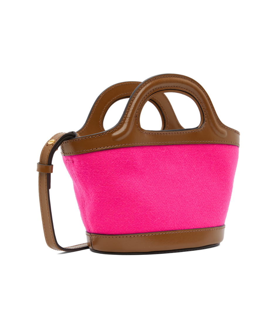 Marni Felted-logo Bucket Bag In Pink