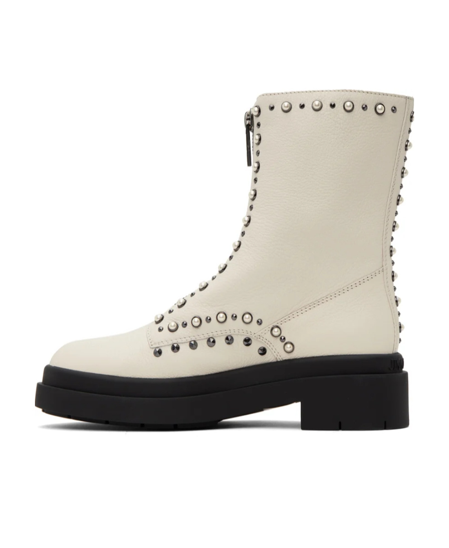 Shop Jimmy Choo Nola Flat Short Ankle Boots In Nude