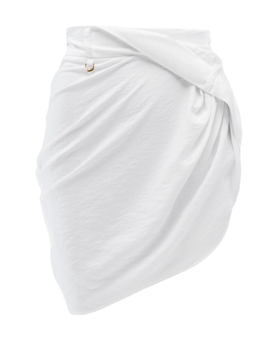 Jacquemus La Mini Jupe Saudade Draped Miniskirt In White