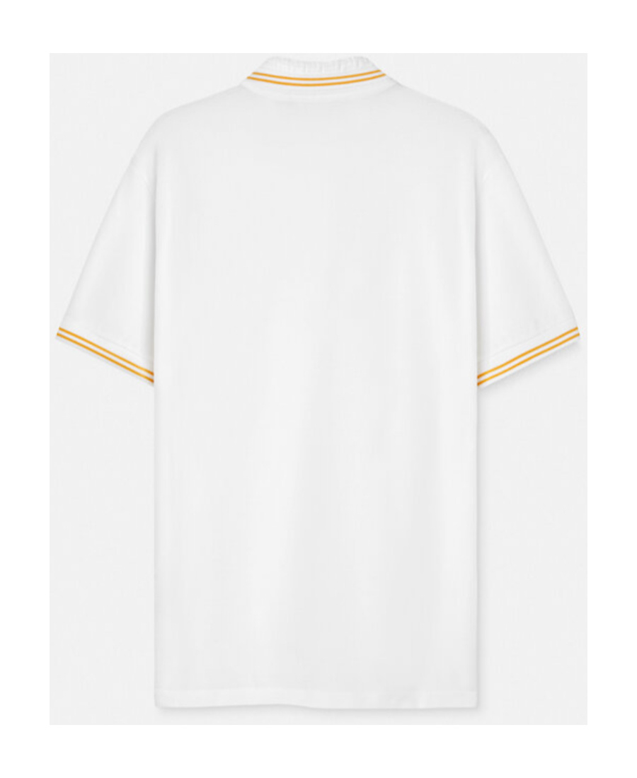 Versace White Polo Shirt With Classic Collar And Medusa Embroidery On The Front In White