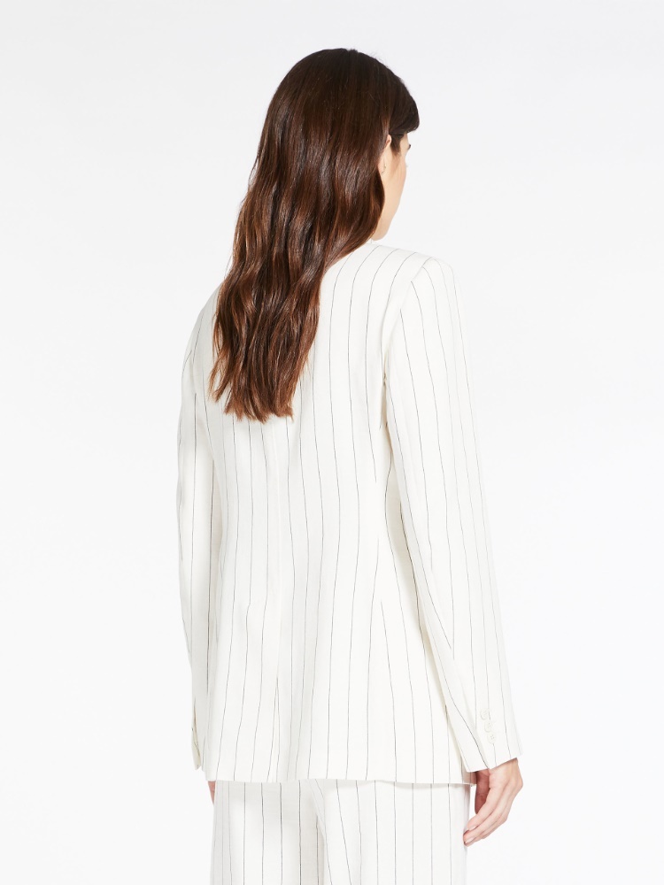 Max Mara Striped Suit Jacket In White