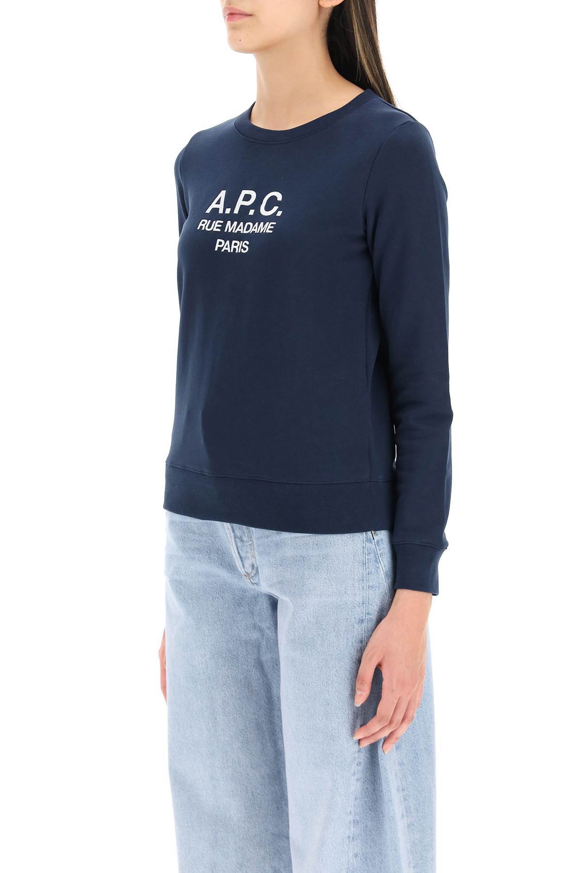 Apc Tina Logo-embroidered Cotton Sweatshirt In Blue