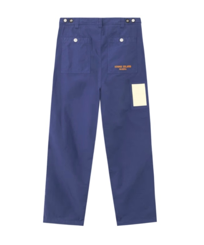 Stone Island Regular Fit Chino Trousers With Rubber Applique In Ocean Blue