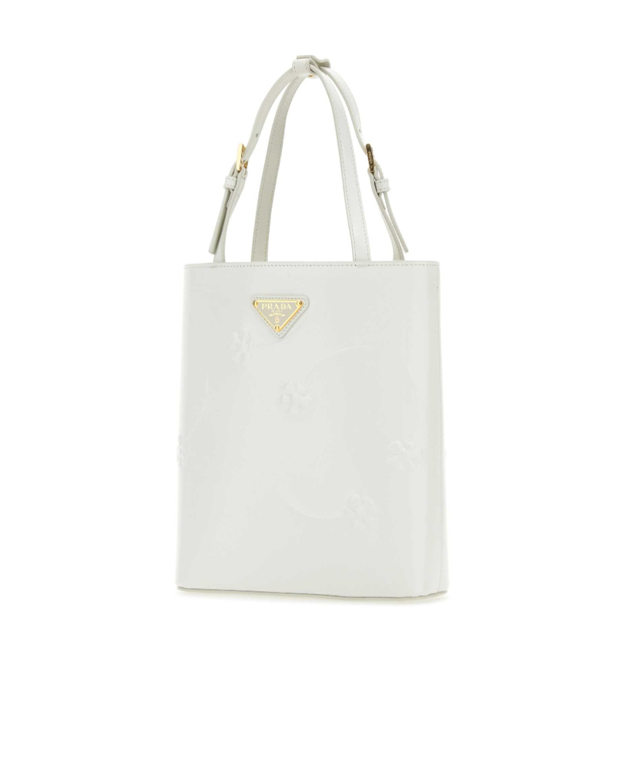 Shop Prada Floral-embossed Leather Tote Bag In White
