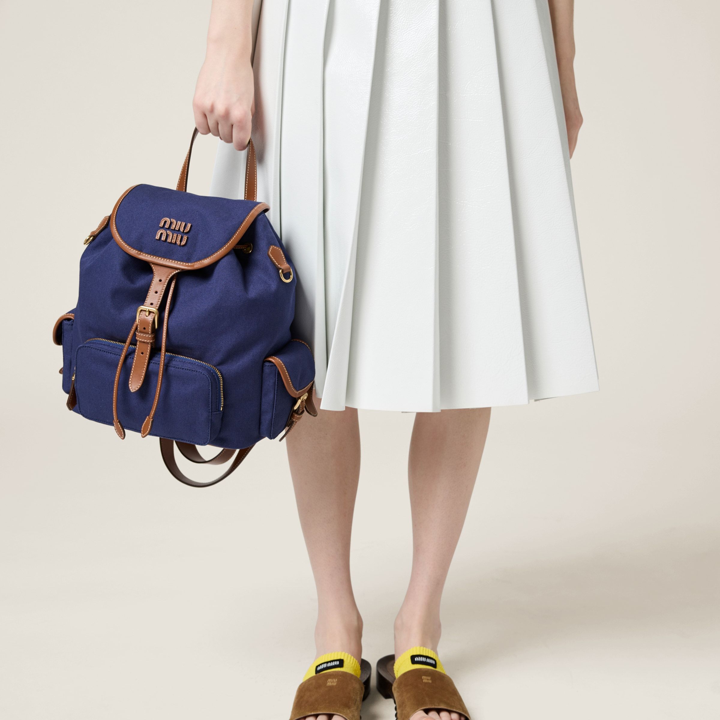 MIU MIU CANVAS AND LEATHER BACKPACK