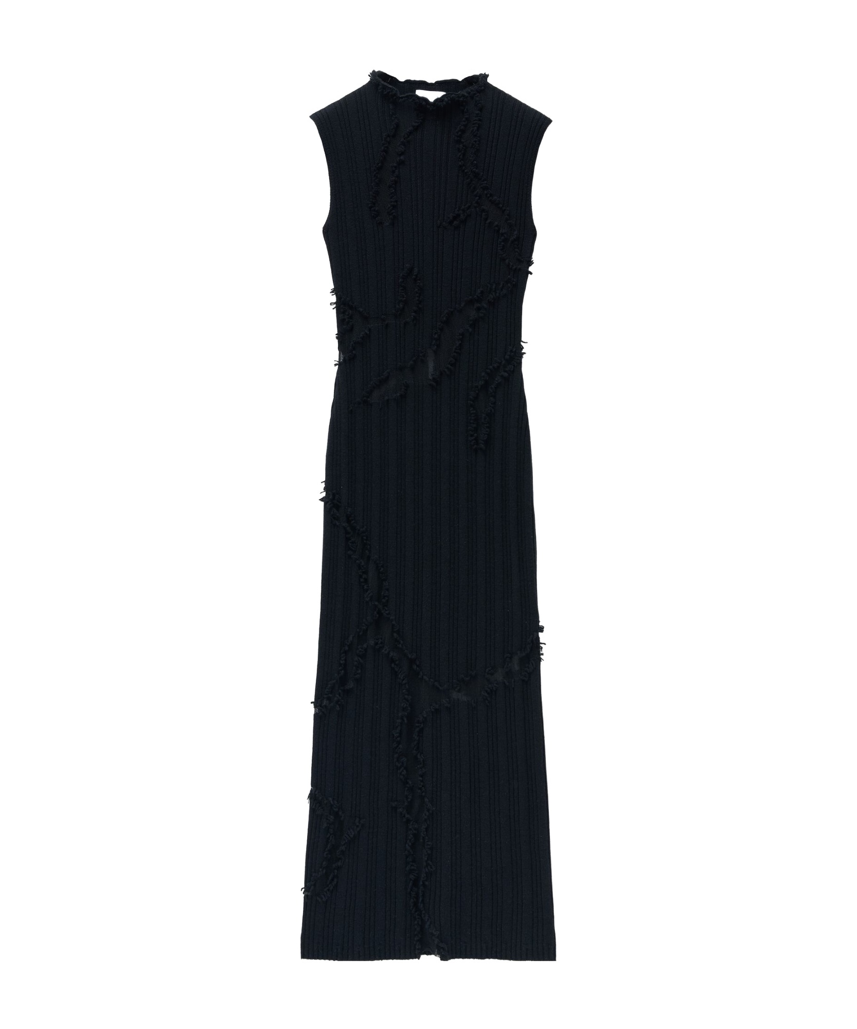 Alexander Mcqueen Distressed Effect Knitted Midi Dress In Black