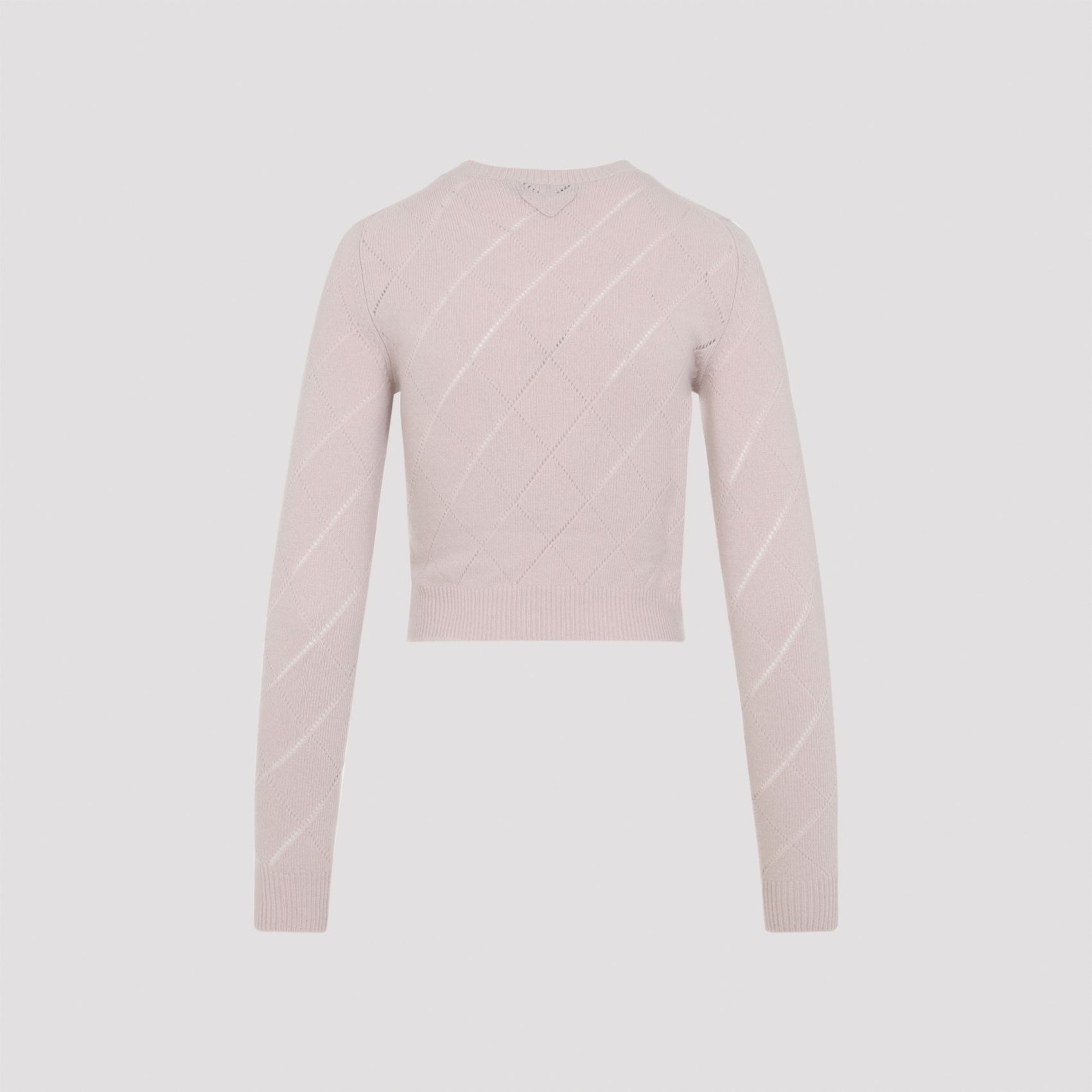 Prada Diamond Pattern Crew Neck Knit Sweater In Pink